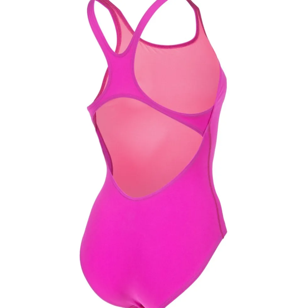 arena Performance Solid Team Swim Pro Badpak Vrouwen - Very Fuchsia/Team Green