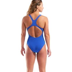 Wedstrijd Zwemkleding|Zwembroeken & Bikini'S < arena Performance Stripes Swim Pro Back Badpak Vrouwen - Blue Multi/Neon Blue
