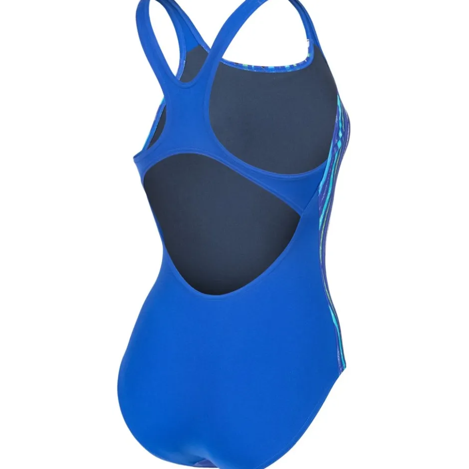 Wedstrijd Zwemkleding|Zwembroeken & Bikini'S < arena Performance Stripes Swim Pro Back Badpak Vrouwen - Blue Multi/Neon Blue