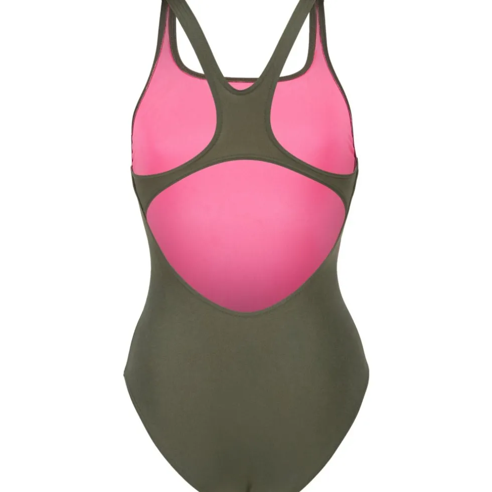 arena Performance Solid Team Swim Pro Badpak Vrouwen - Dark Sage/Shocking Pink