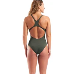 arena Performance Solid Team Swim Pro Badpak Vrouwen - Dark Sage/Shocking Pink