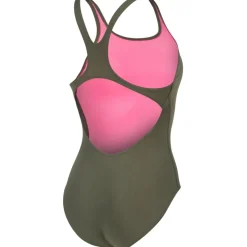 arena Performance Solid Team Swim Pro Badpak Vrouwen - Dark Sage/Shocking Pink