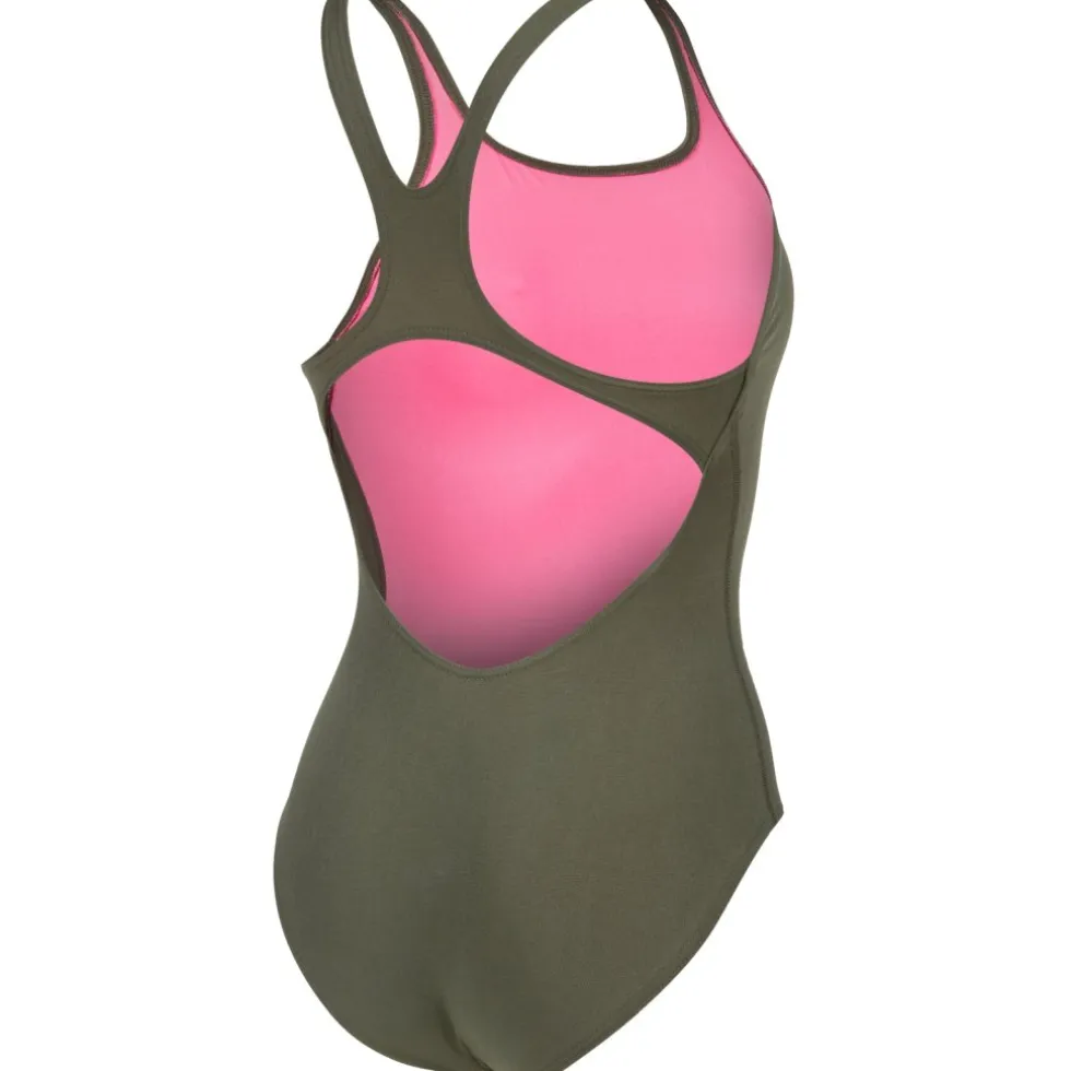 arena Performance Solid Team Swim Pro Badpak Vrouwen - Dark Sage/Shocking Pink