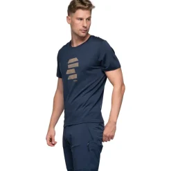 Bergans Rabot Mount Wool T-Shirt Heren - navy blue/warm sand