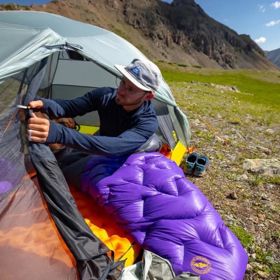 Big Agnes Fly Creek UL 25° Slaapzak - Regular - Zip Mid - asphalt/royal purple