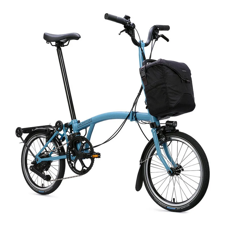 Elektrische Fietsen|Elektrische Vouwfietsen < Brompton Electric C Line - 4-Speed - Mid Bar - Extended Seatpost - Rear Rack - 16" Elektrische Vouwfiets - 2026 - cloud metalic