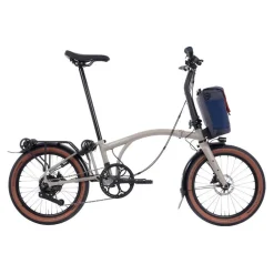 Brompton Electric G Line - 4 Speed - Small Bar - Standard Seatpost - Rear Rack - 20" Elektrische Vouwfiets - 2025 - traildust white