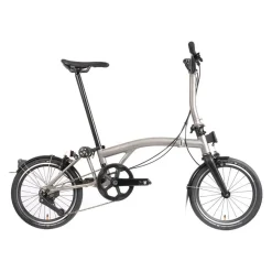 Vouwfietsen < Brompton T Line - 12-Speed - Mid Bar - Standard Seatpost - 16" Vouwfiets - 2026 - Blasted Ti