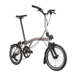 Vouwfietsen < Brompton T Line - 12-Speed - Mid Bar - Standard Seatpost - 16" Vouwfiets - 2026 - Blasted Ti