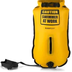 Buddyswim Boya Drybag 20lt + swim cap - yellow/caution swimmer at work