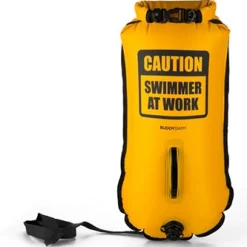 Buddyswim Boya Drybag 28lt + swim cap - yellow/caution swimmer at work