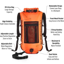 Zwemhulpmiddelen < Buddyswim Dry Bag Buoy Backpack 28lt - orange