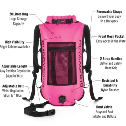 Zwemhulpmiddelen < Buddyswim Dry Bag Buoy Backpack 28lt - pink