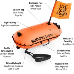 Buddyswim DryBag Buoy with Flag 28lt - orange