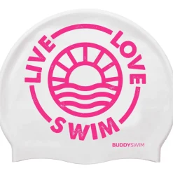 Buddyswim Siliconen Badmuts - LIVE LOVE SWIM 2 - white/pink