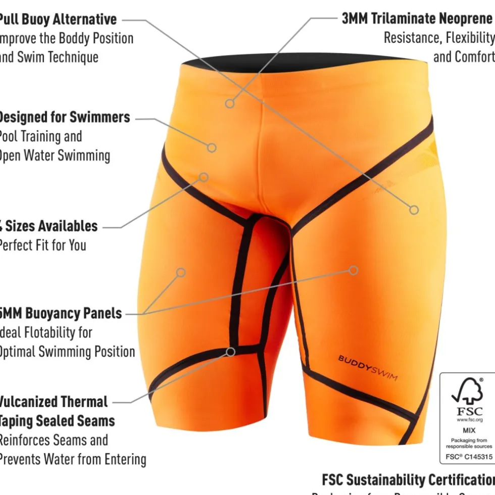 Buddyswim Trilaminate Warmth 5/3mm Neoprene Kickpants Short - orange