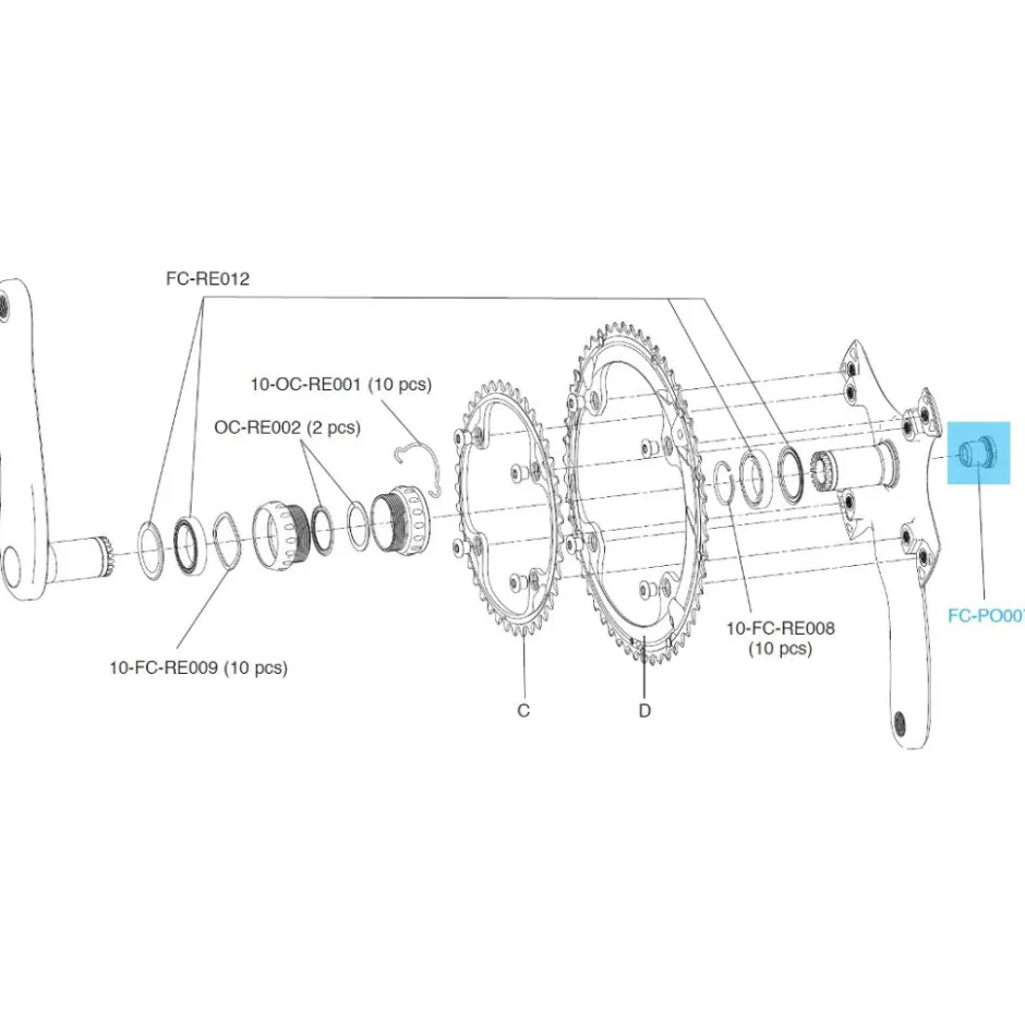 Bouten|Gereedschap En Onderhoud < Campagnolo FC-PO007 Crank Arm Fixing Bolt for Potenza and Centaur 11-speed Crankset