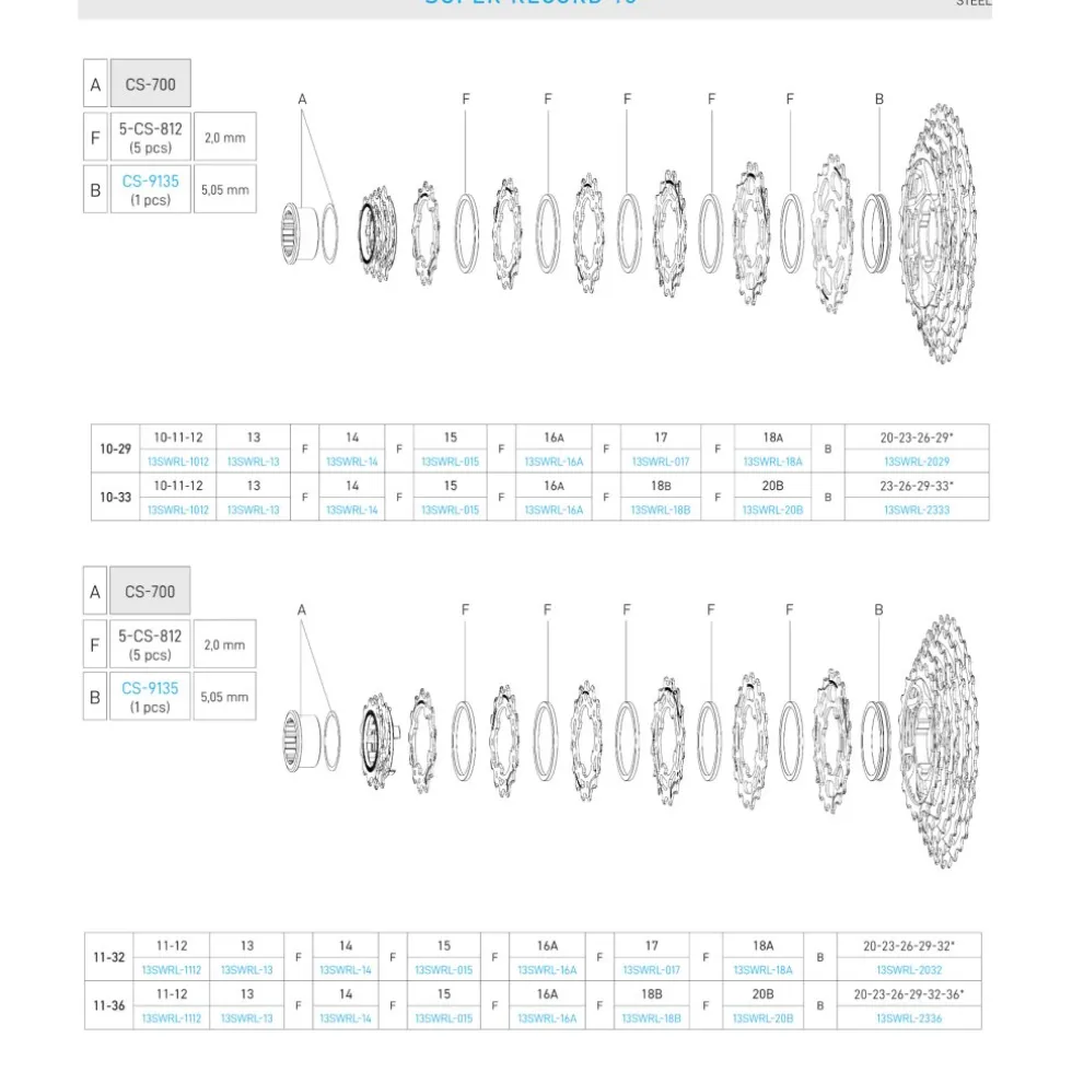 Campagnolo Rondseleenheid - N3W | 13-voudig (WRL) | groot - 20/23/26/29/32 Tanden | 13SWRL-2032