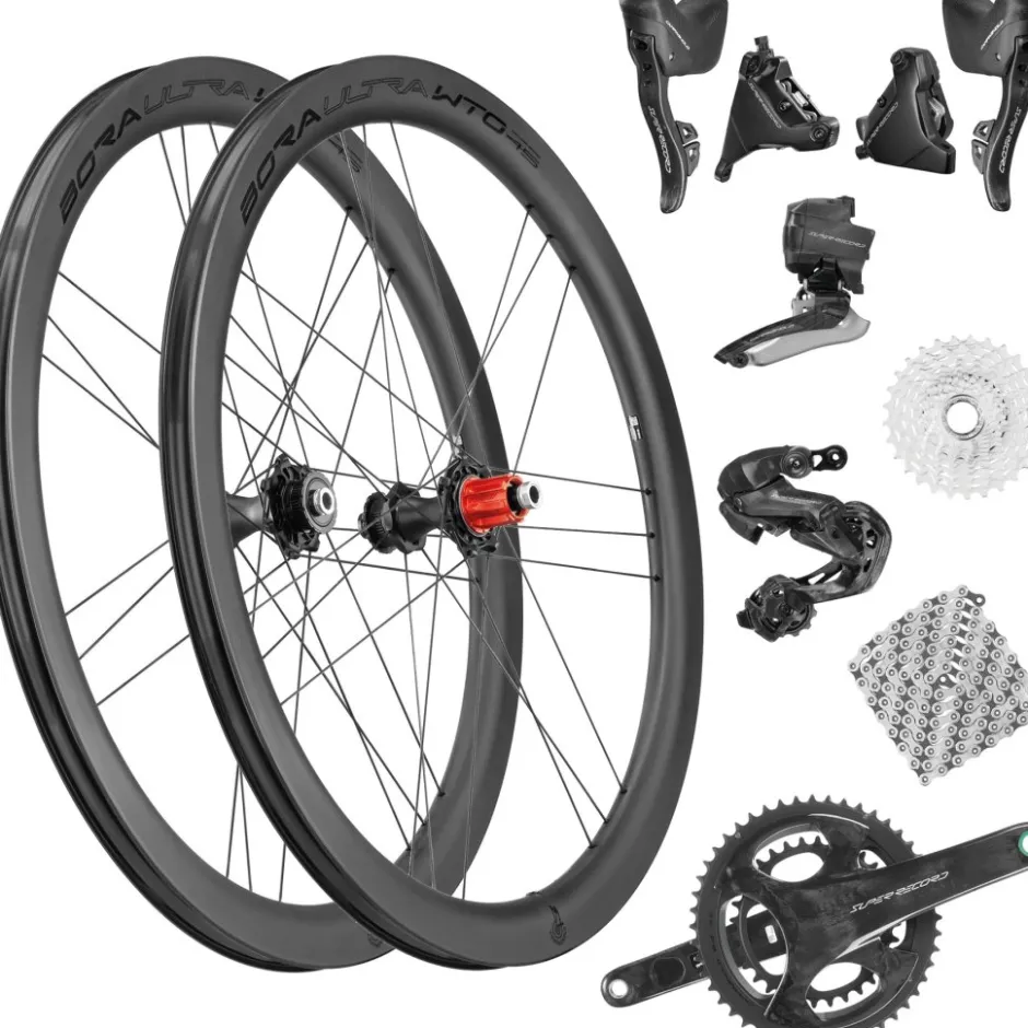 Groepsets < Campagnolo Super Record WRL Schakelgroep 2x12-Voudig + Bora Ultra WTO 45 C23 DB Wielset