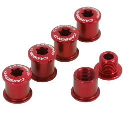 Carbon-Ti X-Fix BCD 107 2X Chainring Fixing Bolt Set - red