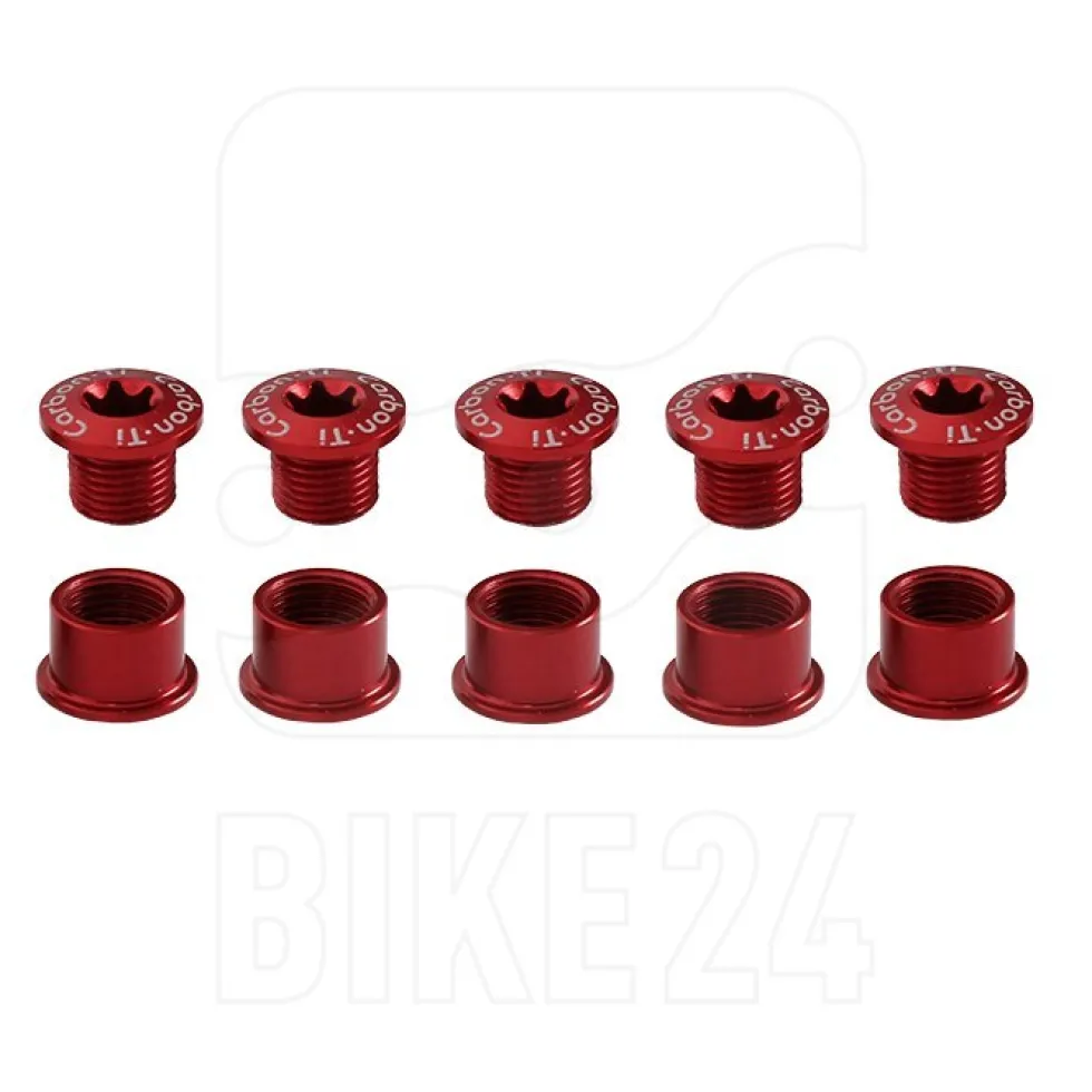 Carbon-Ti X-Fix Road Chainring Fixing Bolt Set - red