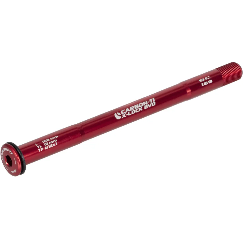 Snelspanners En Steekassen < Carbon-Ti X-Lock EVO Steekas - 12x142/148mm - M12x1.0mm - Lengte 168mm - rood
