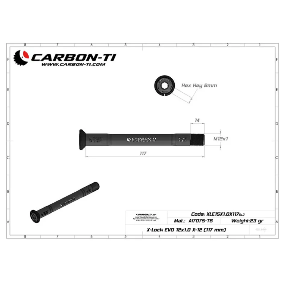 Snelspanners En Steekassen < Carbon-Ti X-Lock EVO Thru Axle - 12x100mm - X-12 - M12x1.0mm - Length 117mm - black