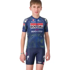Castelli Aero Fietsshirt met Korte Mouwen Team Soudal Quick-Step Kinder - blue/electric lime 051