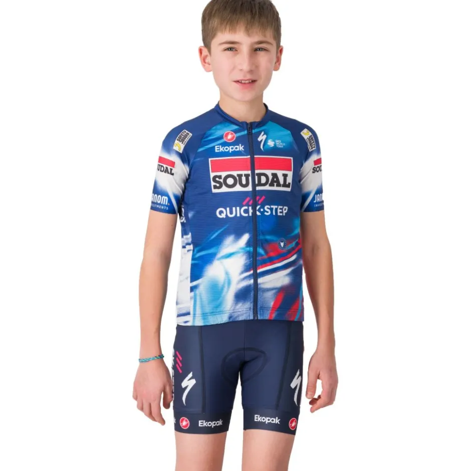 Shirts Kinderen < Castelli Aero Fietsshirt met Korte Mouwen Team Soudal Quick-Step Kinder - blue/red 150