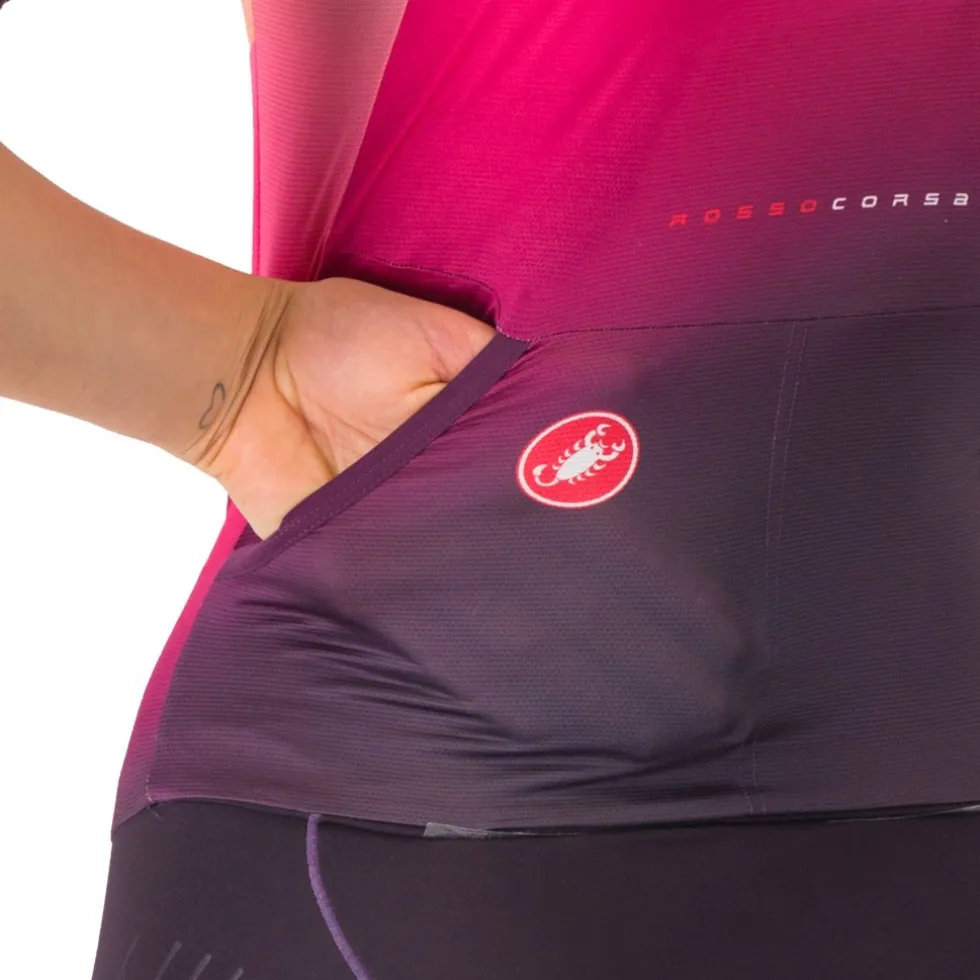 Castelli Free Sanremo 3 Racebody met Korte Mouwen Dames - dark night shade/vivid orange- 513