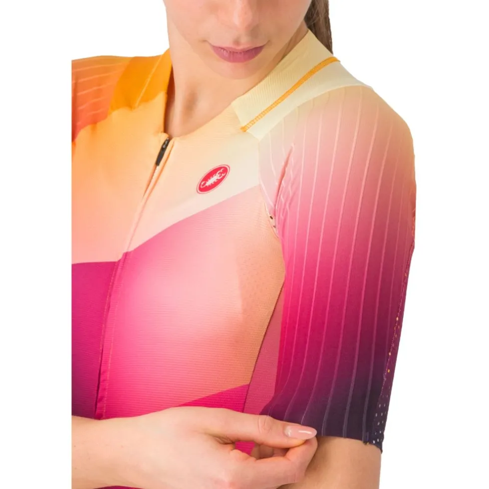 Castelli Free Sanremo 3 Racebody met Korte Mouwen Dames - dark night shade/vivid orange- 513