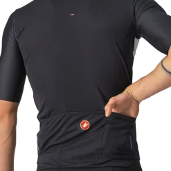 Wielershirts < Castelli Prologo 7 Fiethirt met Korte Mouwen Heren - light black/ilver grey-ivory 085