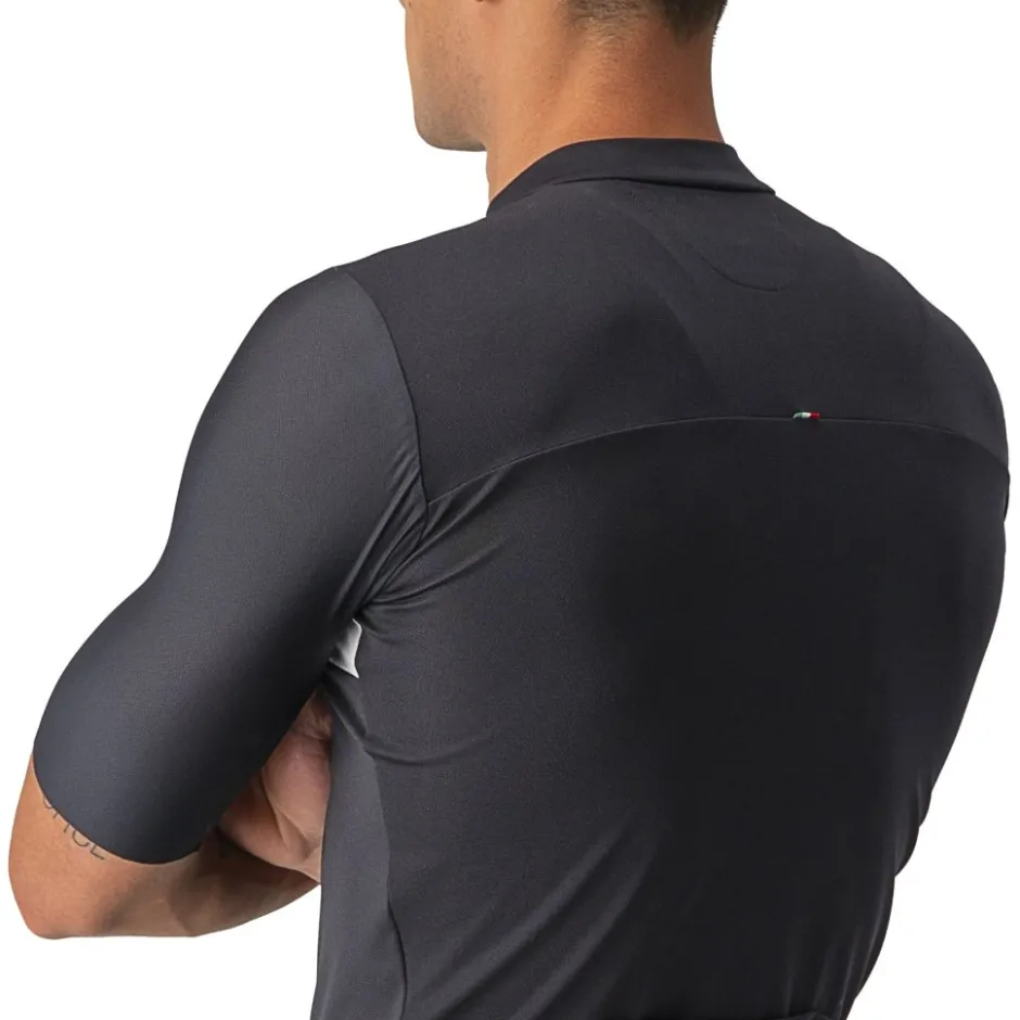 Wielershirts < Castelli Prologo 7 Fiethirt met Korte Mouwen Heren - light black/ilver grey-ivory 085