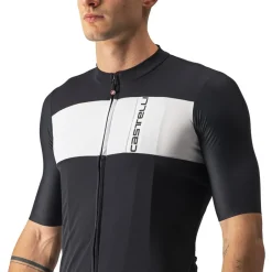 Wielershirts < Castelli Prologo 7 Fiethirt met Korte Mouwen Heren - light black/ilver grey-ivory 085