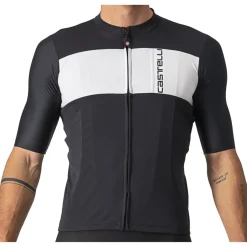 Wielershirts < Castelli Prologo 7 Fiethirt met Korte Mouwen Heren - light black/ilver grey-ivory 085