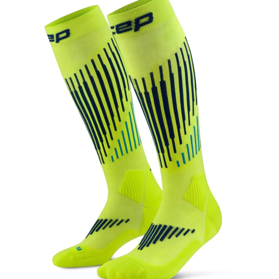 CEP Core Run Merino Tall Compressiesokken Heren - lime/blue