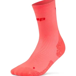 CEP Core Run Ultralight Mid Cut Compressiesokken Heren - neon coral/red