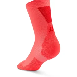 CEP Core Run Ultralight Mid Cut Compressiesokken Heren - neon coral/red