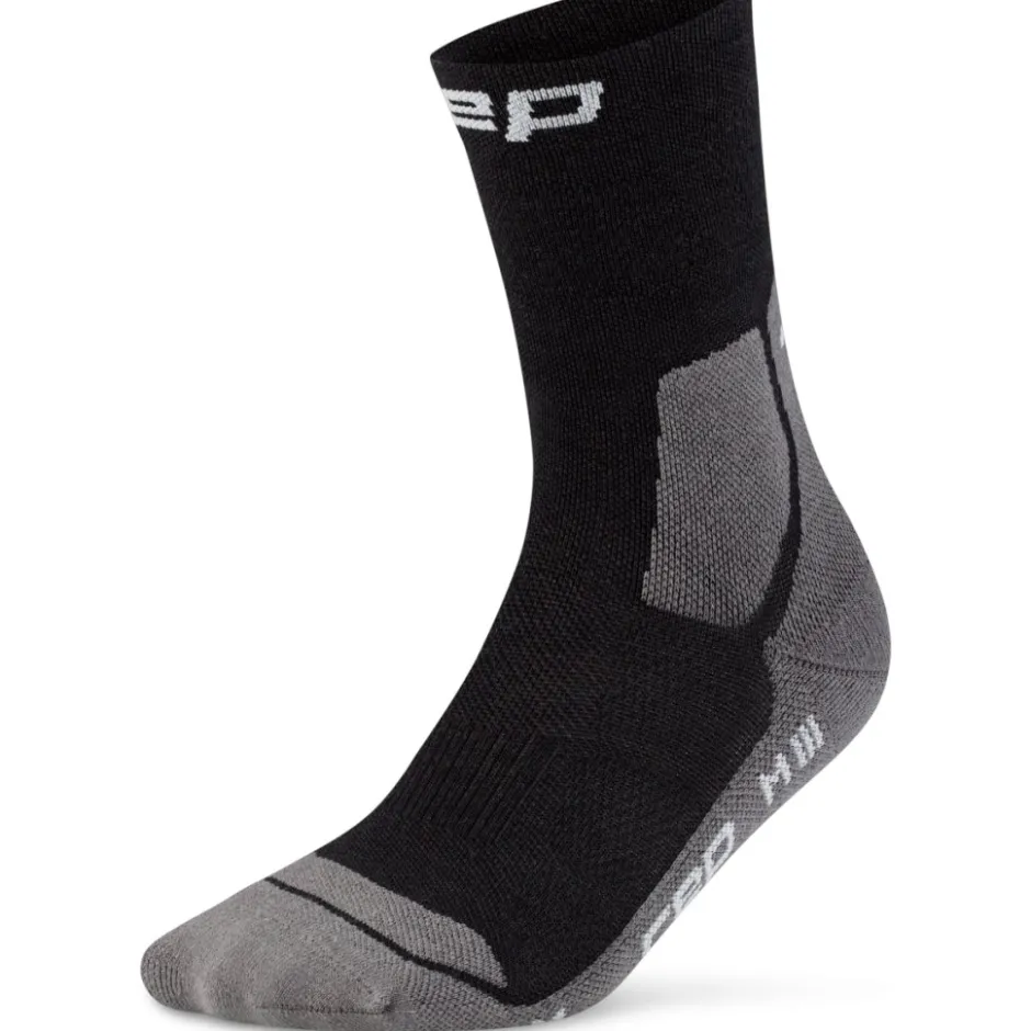 Sokken|Sokken < CEP Hiking Light Cushion Mid Cut Compressiesokken Dames - black/grey