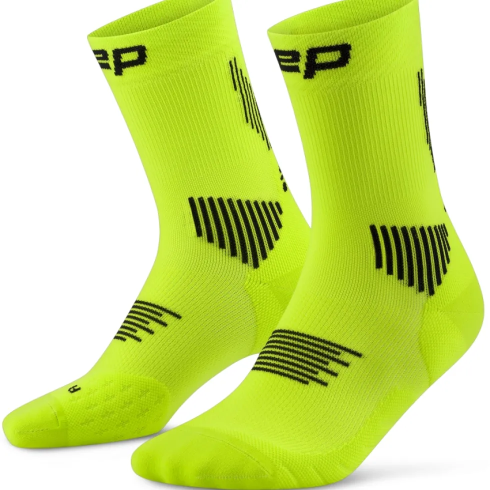 CEP Core Run Mid Cut Compressiesokken Heren - lime/black