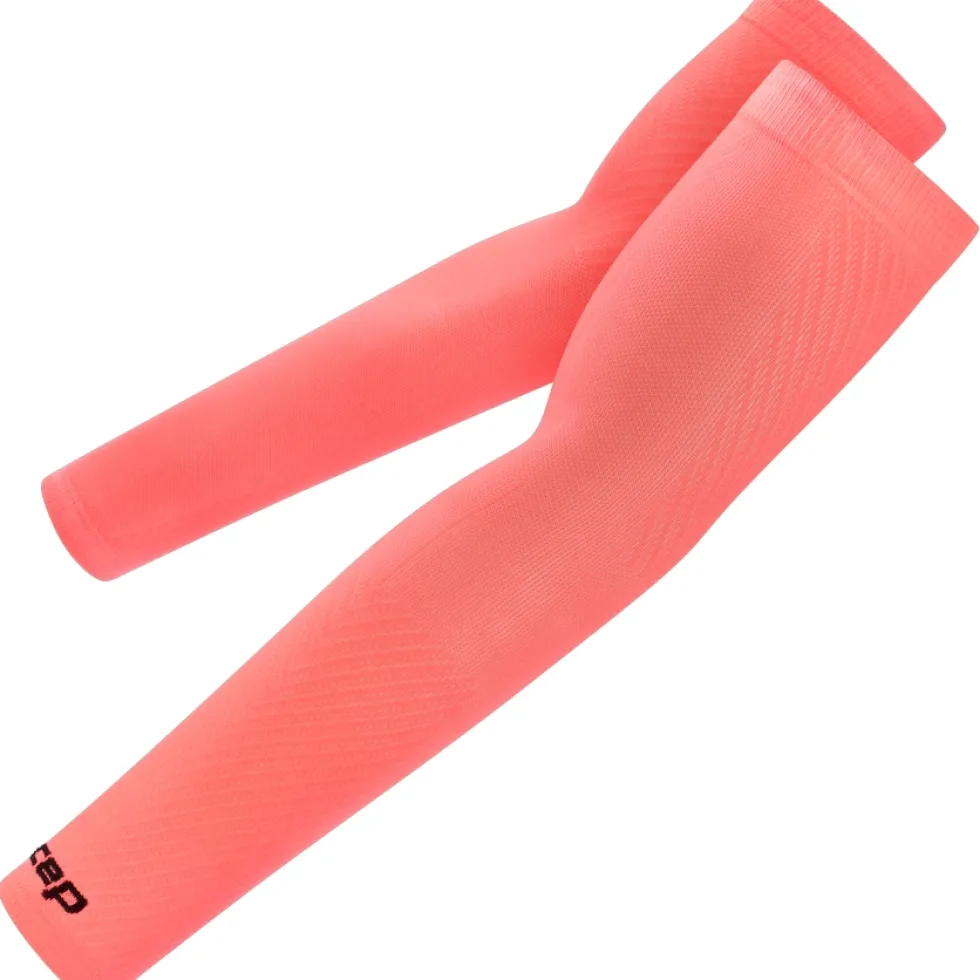 CEP Core Run Ultralight Short Armwarmers - neon coral