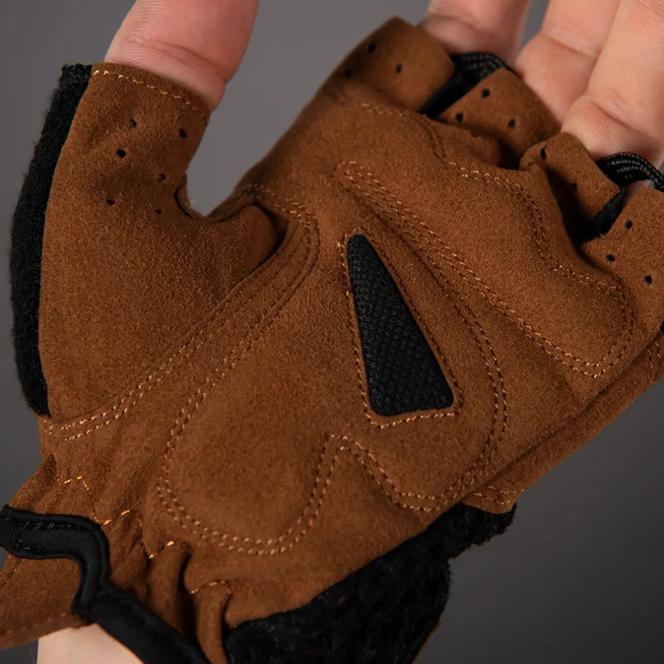 Wielerhandschoenen < Chiba Retro Handchoenen et Korte Vinger - zwart/bruin
