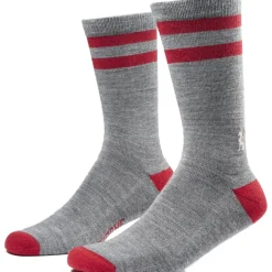 Fietssokken < CHROME Industries CHROME Merino Crew Sokken - Grey / Red Stripe