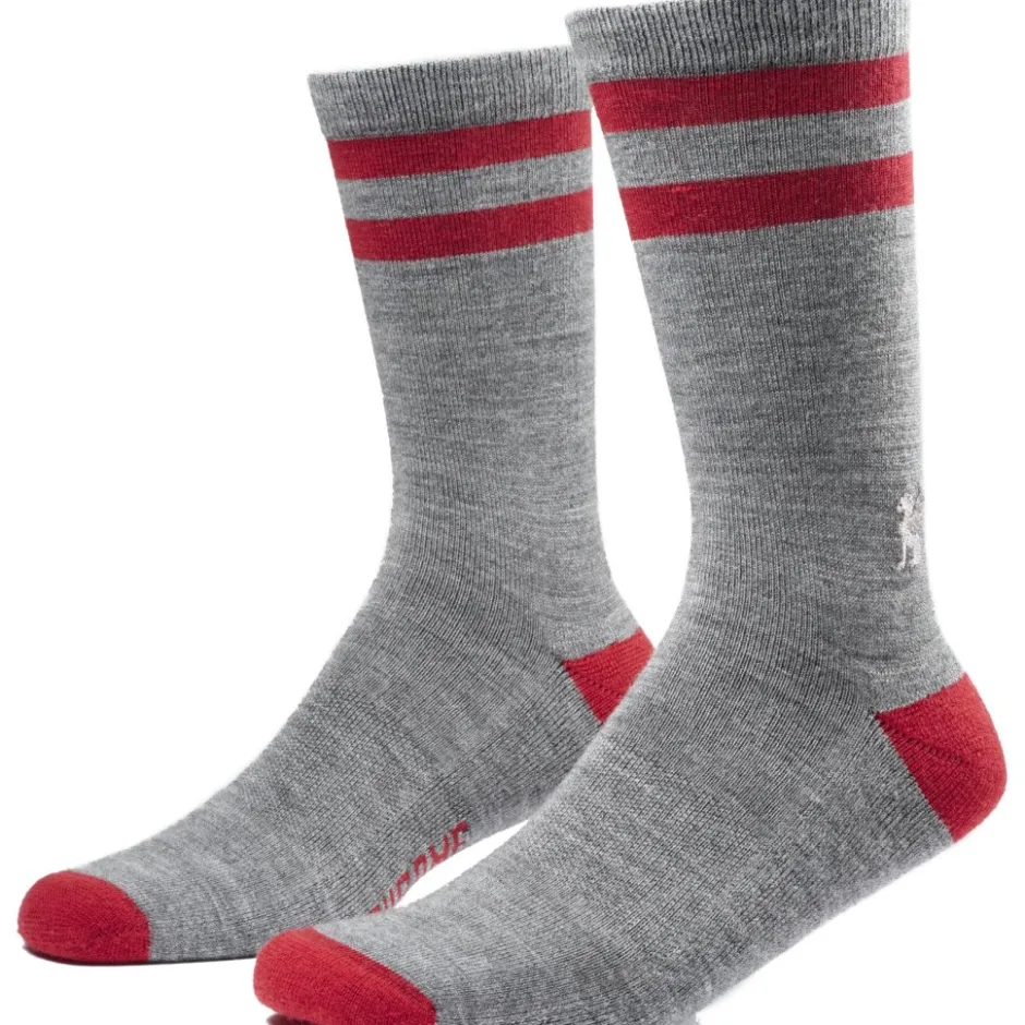 Fietssokken < CHROME Industries CHROME Merino Crew Sokken - Grey / Red Stripe