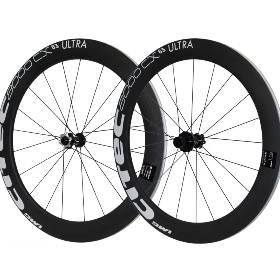 Wielen < CITEC 8000 CX / 63 Ultra DB Wielset - 28" | Clincher | Centerlock - 12x100mm | 12x142mm - XDR | zwart/wit
