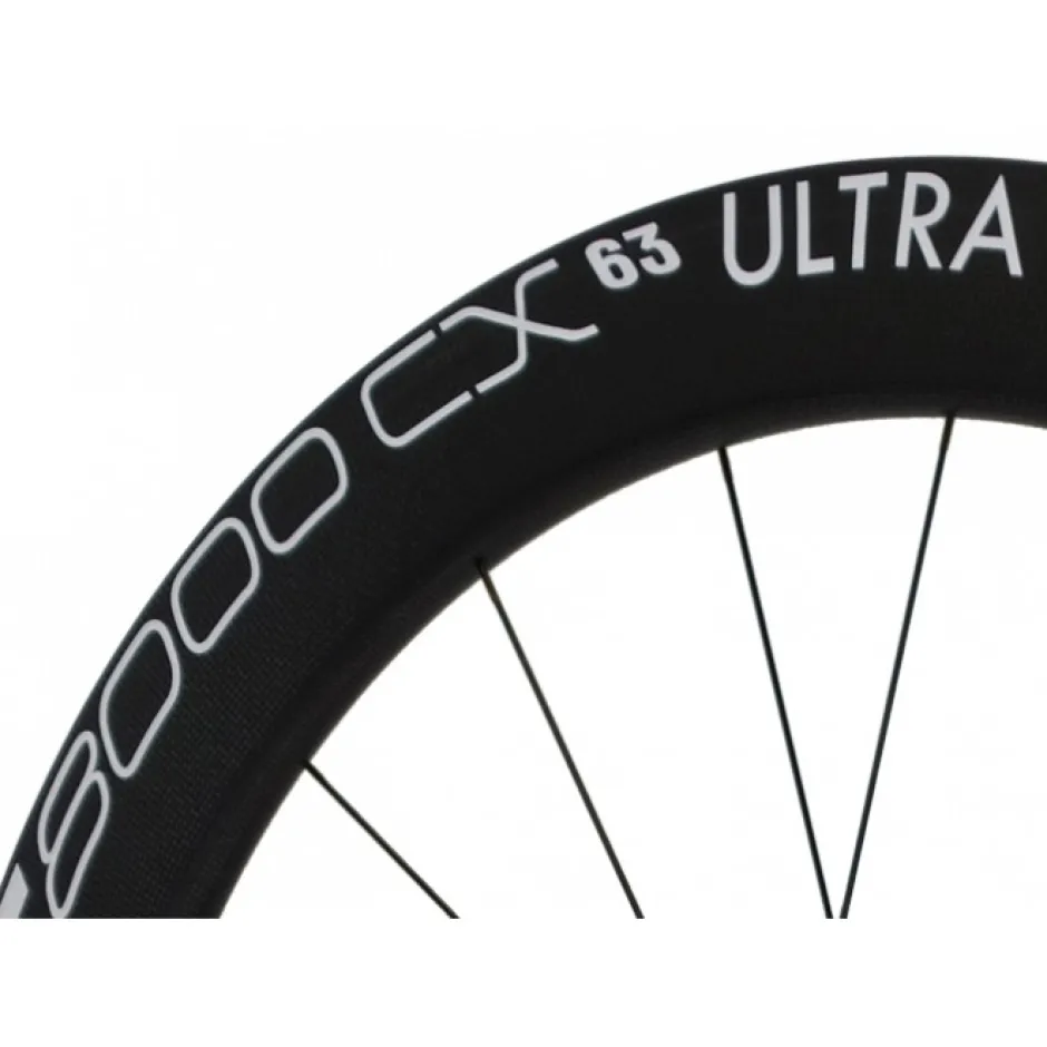 Wielen < CITEC 8000 CX / 63 Ultra DB Wielset - 28" | Clincher | Centerlock - 12x100mm | 12x142mm - XDR | zwart/wit