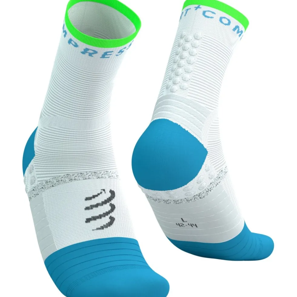 Compressport Pro Marathon Sokken v2.0 - white/norse blue/neon green
