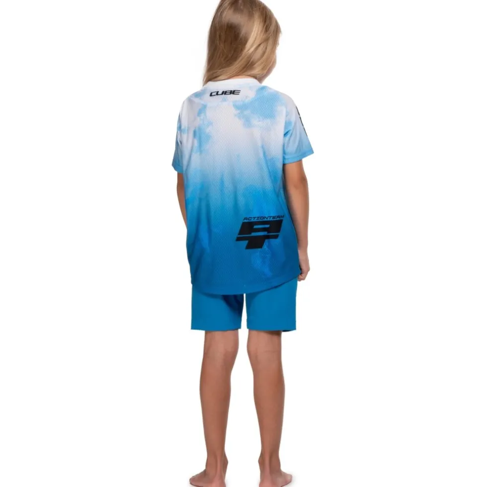 CUBE MTB ROOKIE X Actionteam Fietsshirt met Korte Mouwen Kinderen - topas blue