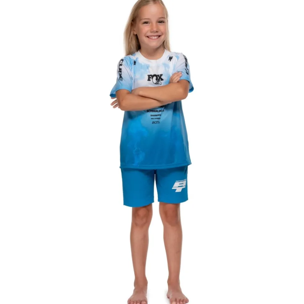 CUBE MTB ROOKIE X Actionteam Fietsshirt met Korte Mouwen Kinderen - topas blue
