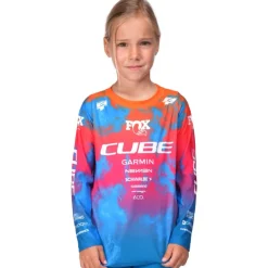 CUBE MTB ROOKIE X Actionteam Fietsshirt met Lange Mouwen Kinderen - blue´n´pink´n´orange